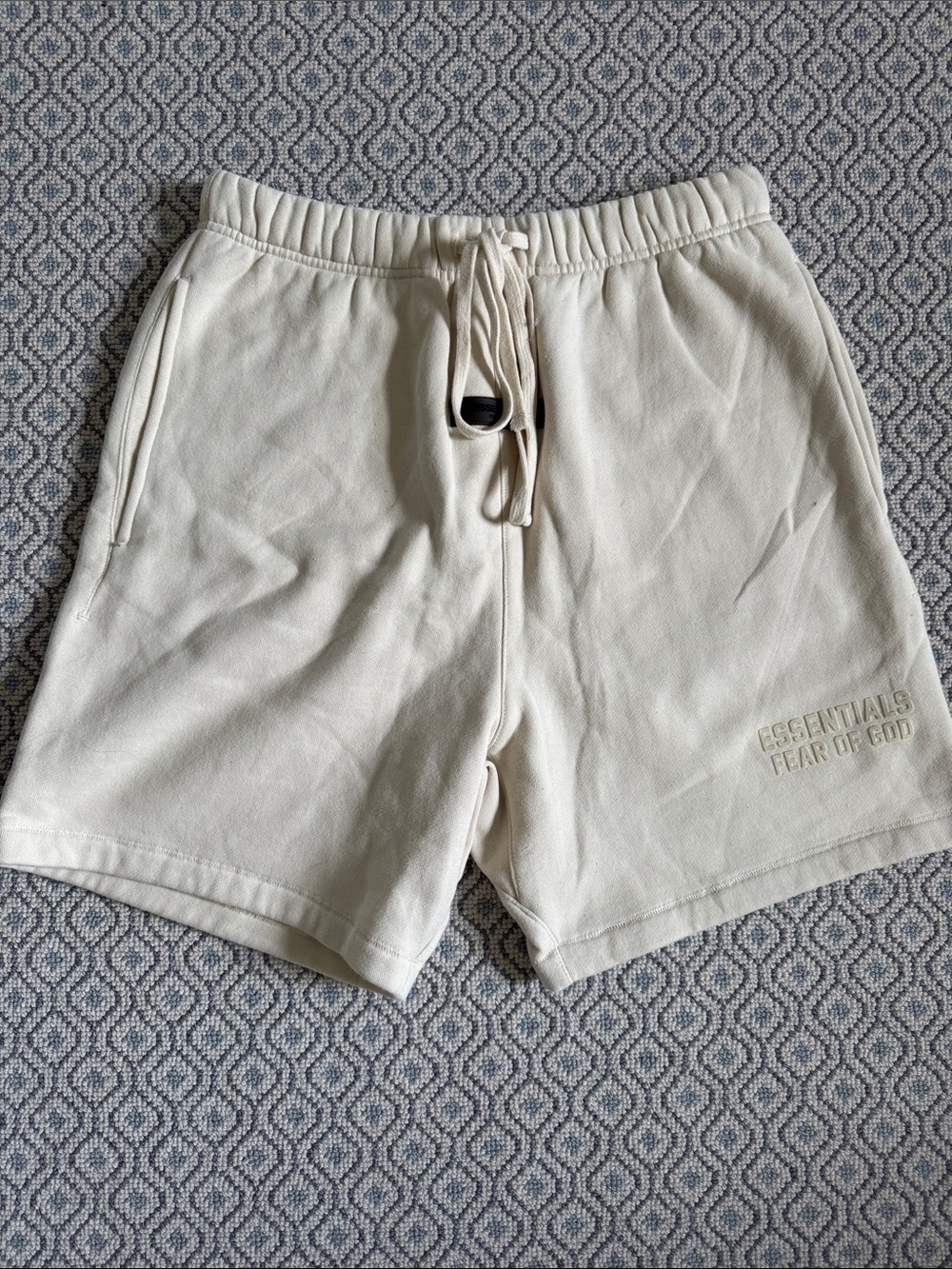 Essentials Men's Cream Athletic Drawstring Shorts